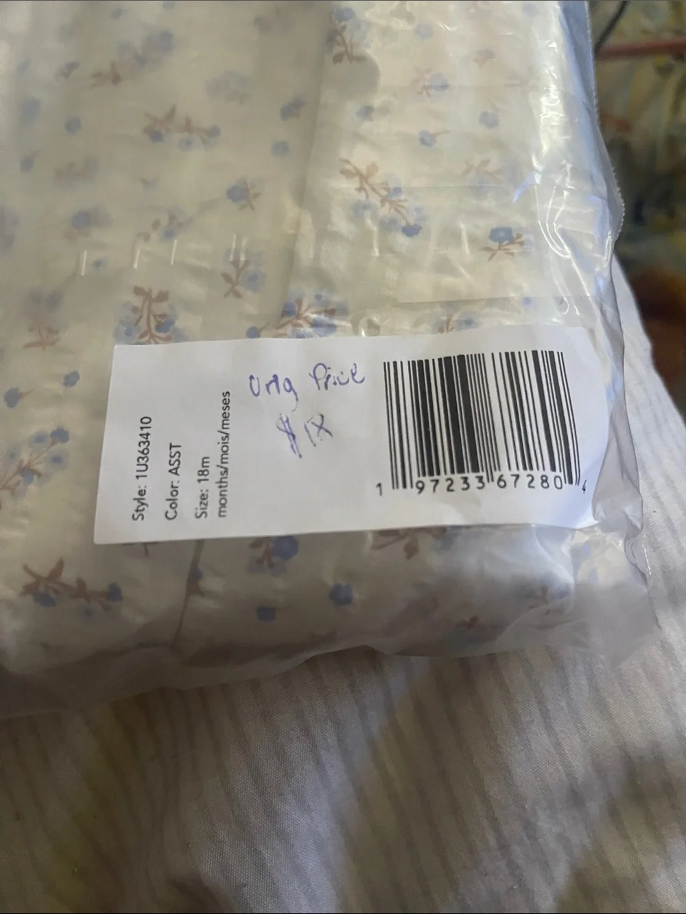 Carter's White Dress with Blue and Tan Floral Print